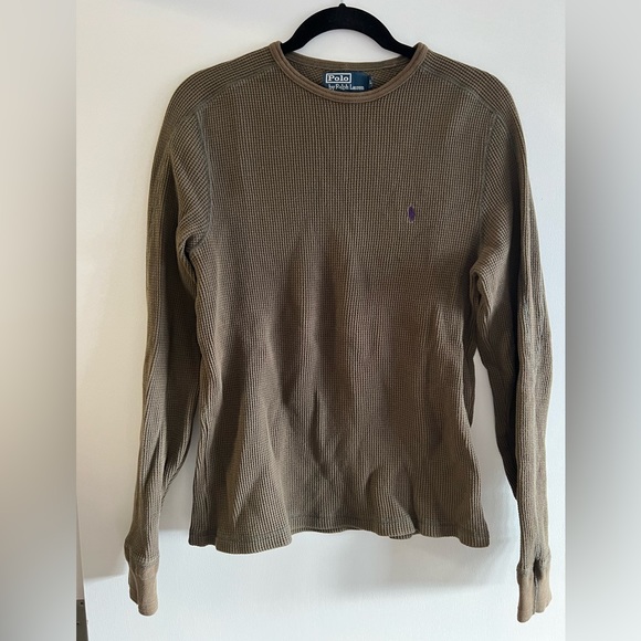 Olive green Ralph Lauren long sleeve Henley - Picture 1 of 3